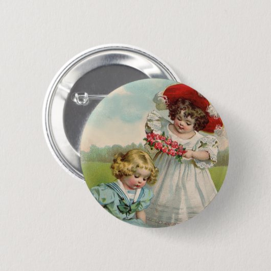 Victoriaans kinderen ronde button 5,7 cm (Voorkant /achterkant)