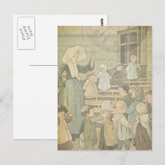 Victoriaans Kinderen School Klaslokaal  Horloge Briefkaart (Voorkant / Achterkant)