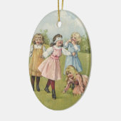  Victoriaans kinderen spelen Blind Man Keramisch Ornament (Links)