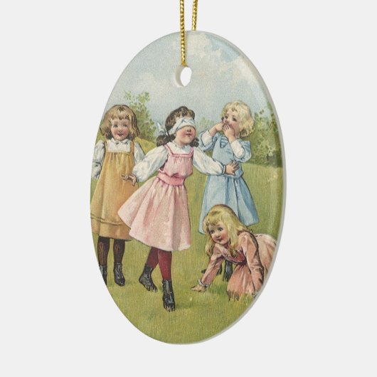 Victoriaans kinderen spelen Blind Man Keramisch Ornament (Links)