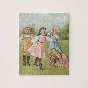 Victoriaans kinderen spelen Blind Man Legpuzzel