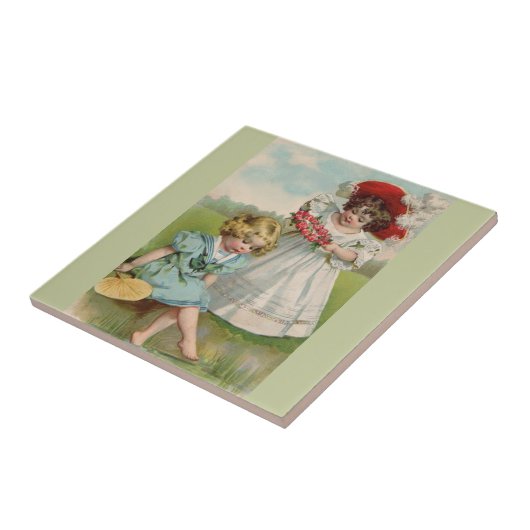 Victoriaans kinderen tegeltje (Zijkant)