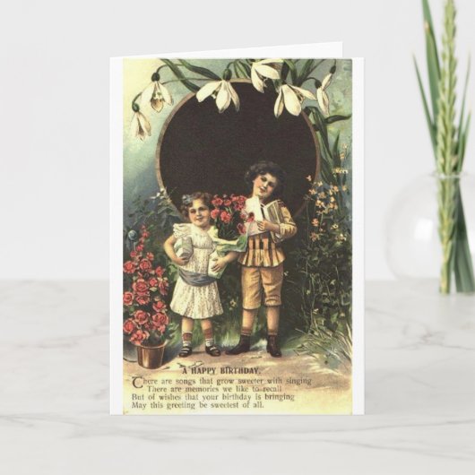 Victoriaans kinderen Verjaardag Kaart (Voorkant)