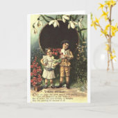 Victoriaans kinderen Verjaardag Kaart (Gele Bloem)