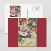 Victoriaans Kinderen Vintage Kerst Briefkaart (Voorkant / Achterkant)