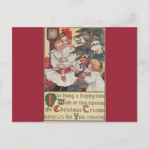 Victoriaans Kinderen Vintage Kerst Briefkaart