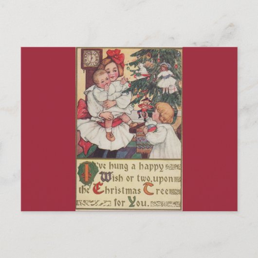 Victoriaans Kinderen Vintage Kerst Briefkaart (Voorkant)