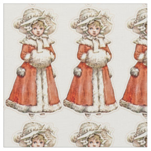 Victoriaans kinderpapierpop winterjas stof