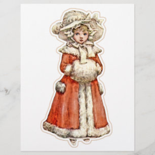 Victoriaans kinderpapierpop winterjestuif