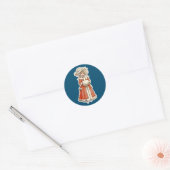 Victoriaans kinderpapierpop winterjestuif ronde sticker (Envelop)