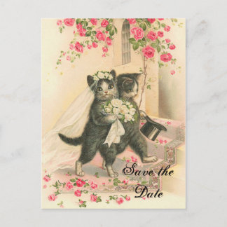 Victoriaans Kitten Wedding Save the Date Aankondigingskaart