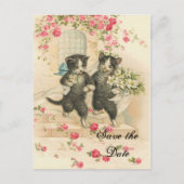 Victoriaans Kittens Trouwen Save the Date Aankondigingskaart (Voorkant)