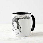 Victoriaans klapvoet vogeltalon gothic zwart wit mok (Voorkant rechts)