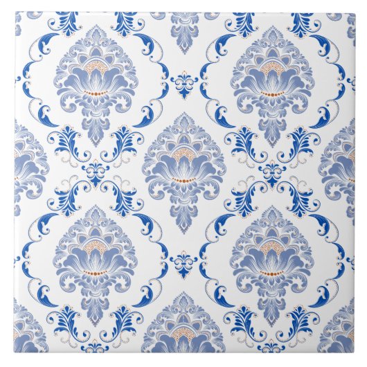 Victoriaans klassiek interieur met blauw wit decor tegeltje (Voorkant)