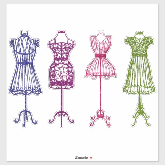 Victoriaans kleding naaien sticker (Vel)