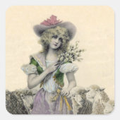 Victoriaans kleine boepschaap met peep Vierkante Sticker (Voorkant)