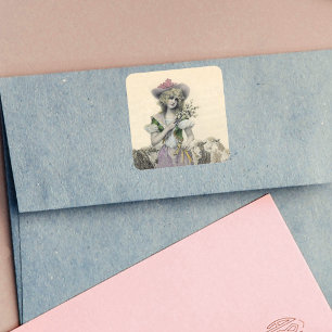  Victoriaans kleine boepschaap met peep Vierkante Sticker