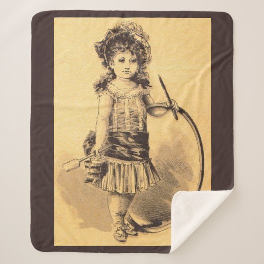 Victoriaans kleine meisjesafdruk sherpa deken (Voorkant)