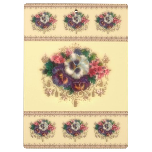 Victoriaans klembord "Gilded Pansies" (Achterkant)