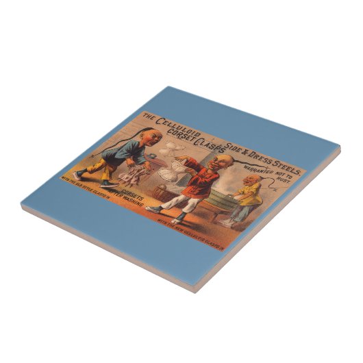 Victoriaans klemmen van de celluloïde tradecard-co tegeltje (Zijkant)