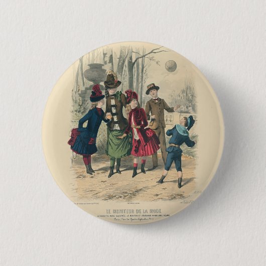 Victoriaans kleuteruitgang speelt Antiek Ronde Button 5,7 Cm (Voorkant)