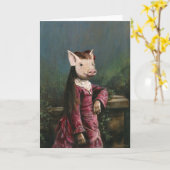 Victoriaans Knorretje Meisje Groetjes Kaart (Gele Bloem)