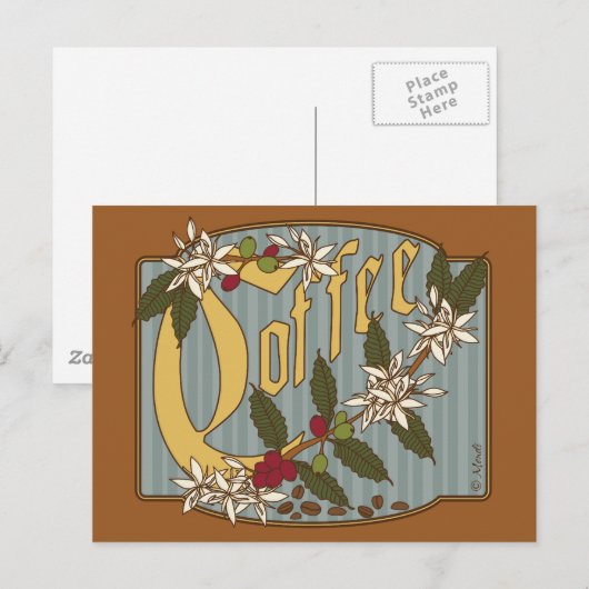 Victoriaans koffiebord briefkaart (Voorkant / Achterkant)