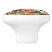 Victoriaans kolibrie in een cirkel Floral Lijst Keramische Knop (Zijkant)