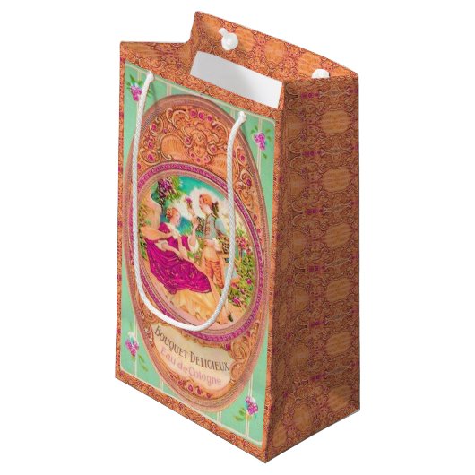 Victoriaans koloniaal Frans floraalperfueletiket Klein Cadeauzakje (Voorkant Gekanteld)