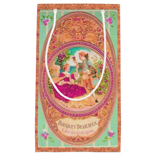 Victoriaans koloniaal Frans floraalperfueletiket Klein Cadeauzakje (Voorkant)