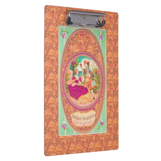 Victoriaans koloniaal Frans floraalperfueletiket Klembord (Rechts)