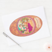 Victoriaans koloniaal Frans floraalperfueletiket Ovale Sticker (Envelop)