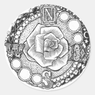 Victoriaans kompas Roos Ronde Sticker