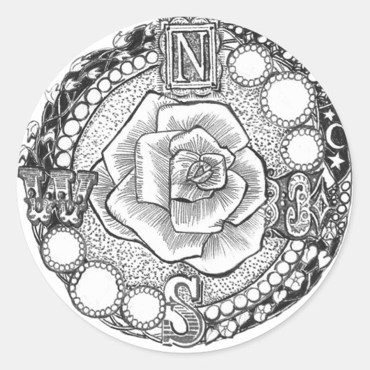 Victoriaans kompas Roos Ronde Sticker (Voorkant)