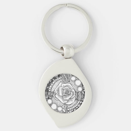Victoriaans kompas Roos Sleutelhanger (Voorkant)