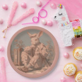 Victoriaans konijn wacht, voorjaar papieren bordje (Feest)