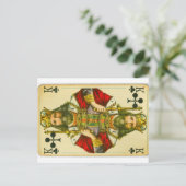 Victoriaans koning van clubs briefkaart (Staand voorkant)