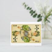 Victoriaans koningin van clubs briefkaart (Staand voorkant)