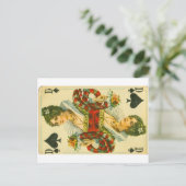 Victoriaans koningin van de schoppen briefkaart (Staand voorkant)