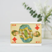 Victoriaans koningin van diamanten briefkaart (Staand voorkant)