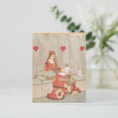 Victoriaans koningin van het hart Valentijn 1900 Feestdagenkaart (Staand voorkant)