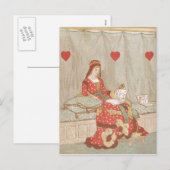 Victoriaans koningin van het hart Valentijn 1900 Feestdagenkaart (Voorkant / Achterkant)