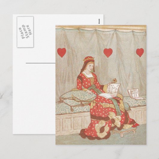 Victoriaans koningin van het hart Valentijn 1900 Feestdagenkaart (Voorkant / Achterkant)