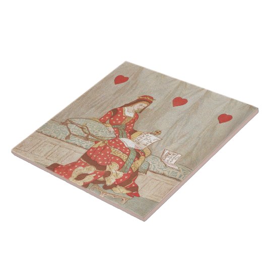 Victoriaans koningin van het hart Valentijn 1900 Tegeltje (Zijkant)