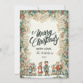 Victoriaans Koor Vrolijk Kerstfeest Feestdagenkaart (Voorkant)