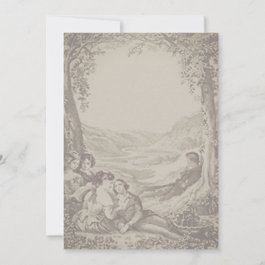 Victoriaans koppels op een picknickfeest kaart (Achterkant)