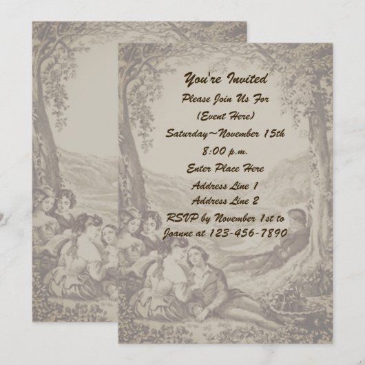 Victoriaans koppels op een picknickfeest kaart (Voorkant / Achterkant)