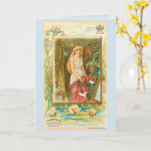 Victoriaans korsettenreclame kaart (Gele Bloem)