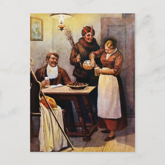 Victoriaans Krampus Briefkaart (Voorkant)