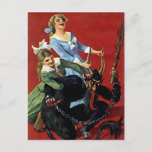 Victoriaans Krampus Briefkaart (Voorkant)